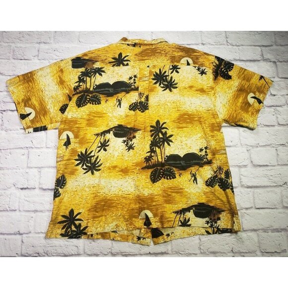 Colo Wear Means Size Large Yellow Black Hawaiian Short-Sleeve Button Front Shirt - Picture 5 of 5